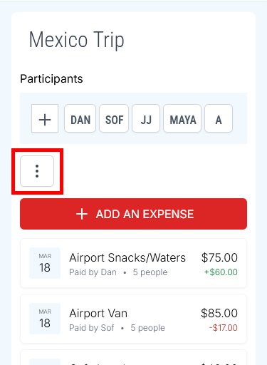 Mobile view of Jellybean's expense sorting options, optimized for on-the-go expense management